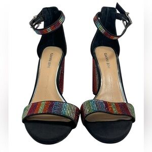 Gianni Bini Lorre Black and Multicolor Jeweled Heeled Sandals Women’s Size 9